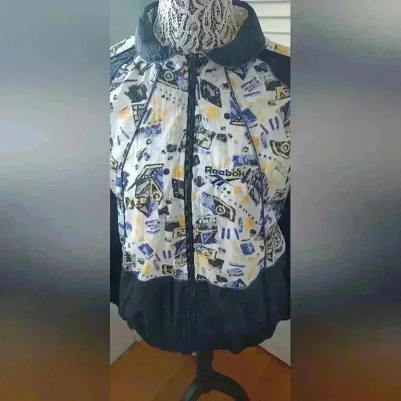 Reebok Vintage 90's Abstract  pattern Windbreaker Sports Jacket - Picture 2 of 16